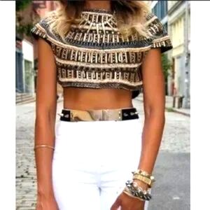 ZARA Rare Limited Edition Beaded Embellished‎ Crop Top M